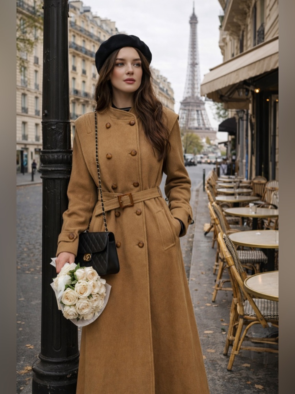Vintage Luxury! Anne Marie Beretta for Romosport Tan belted Double-Breasted Coat - Picture 16 of 16
